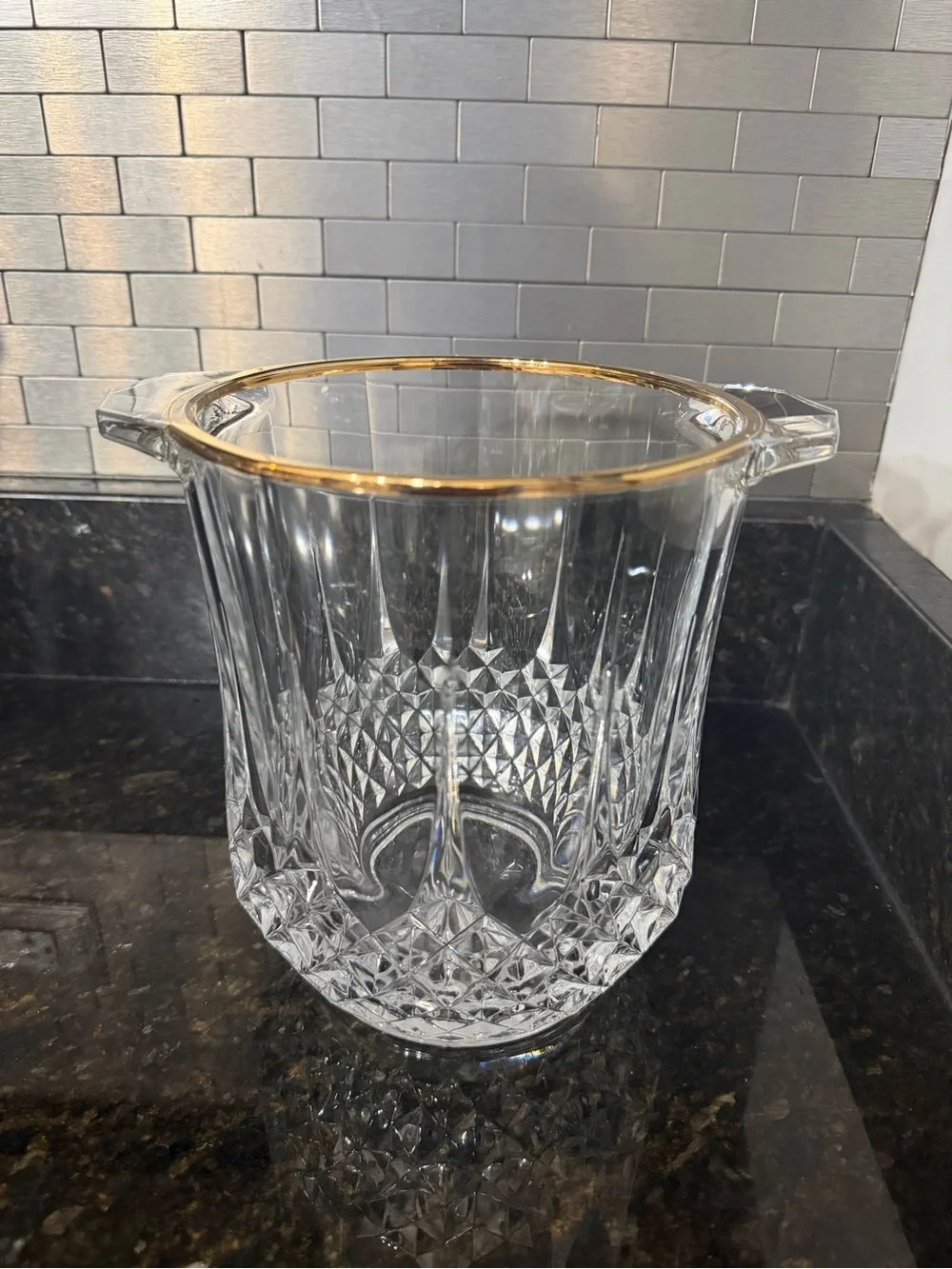 Vintage Cristal D’Arques Durand Longchamp Gold Champagne Bucket | Utensil Crock